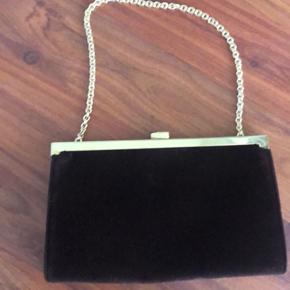 Lauren Ralph Lauren Brown velvet clutch chain purse